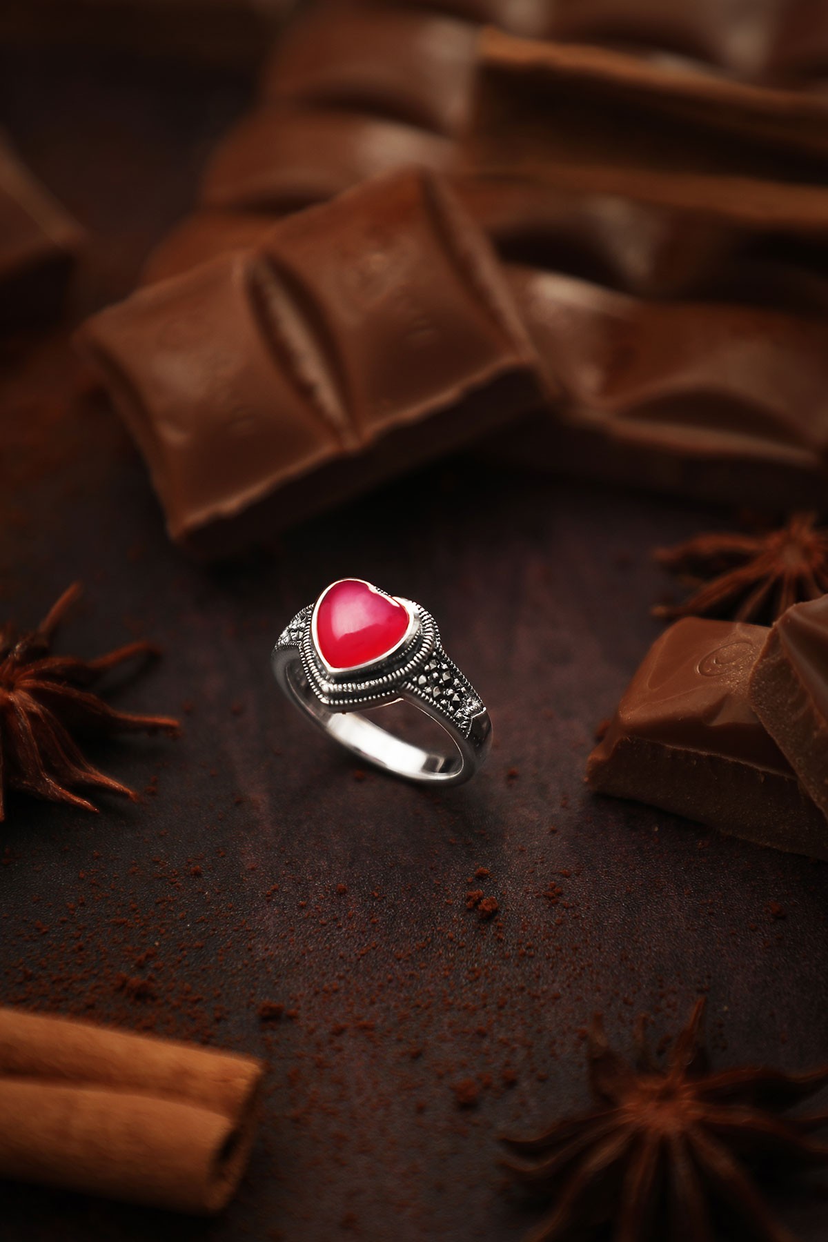 Heart Shaped Red Gem Ring