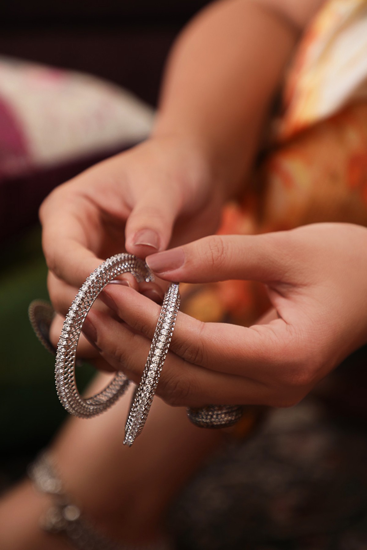 Silver CZ Runner Bangles