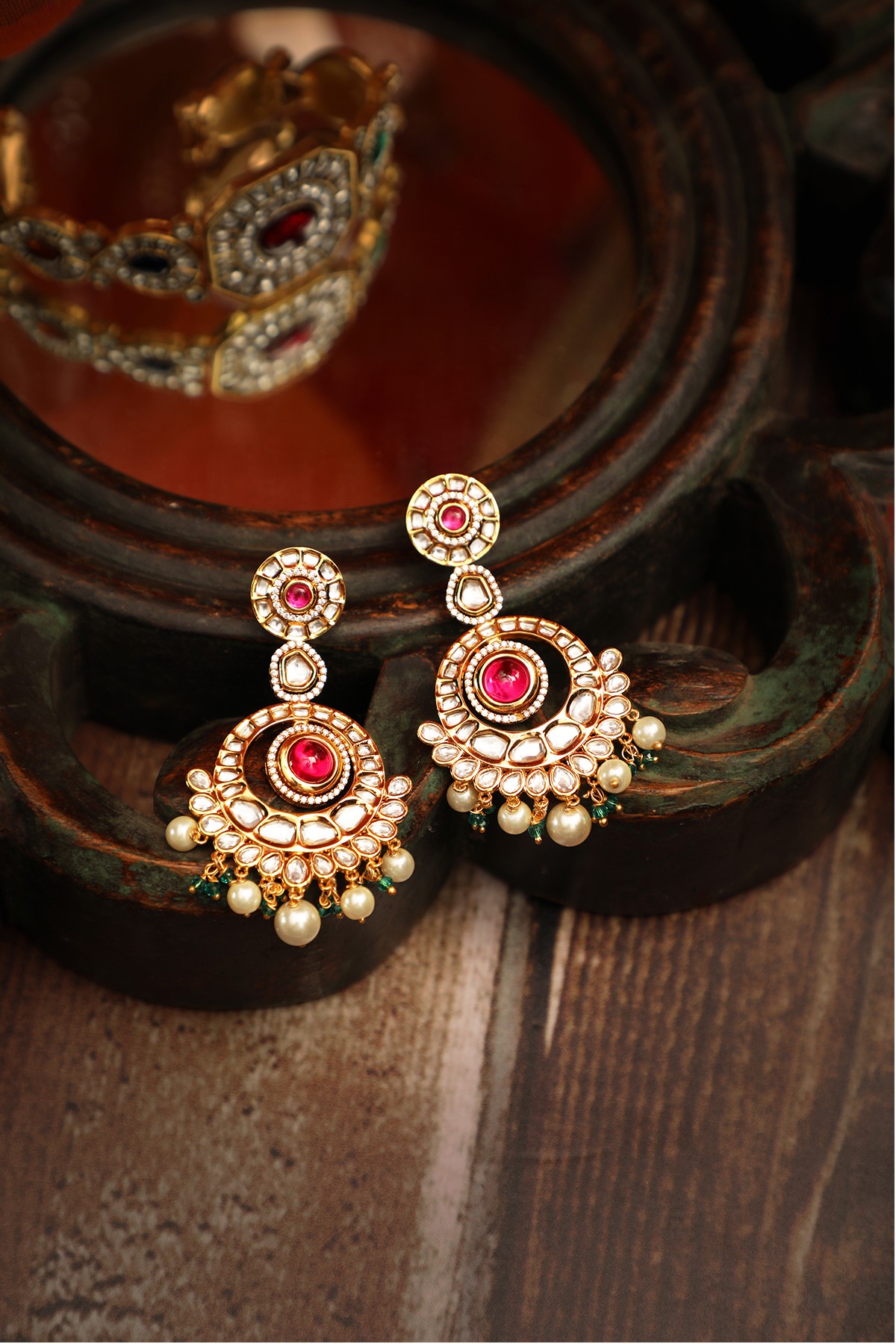 Polki Gold Earrings 