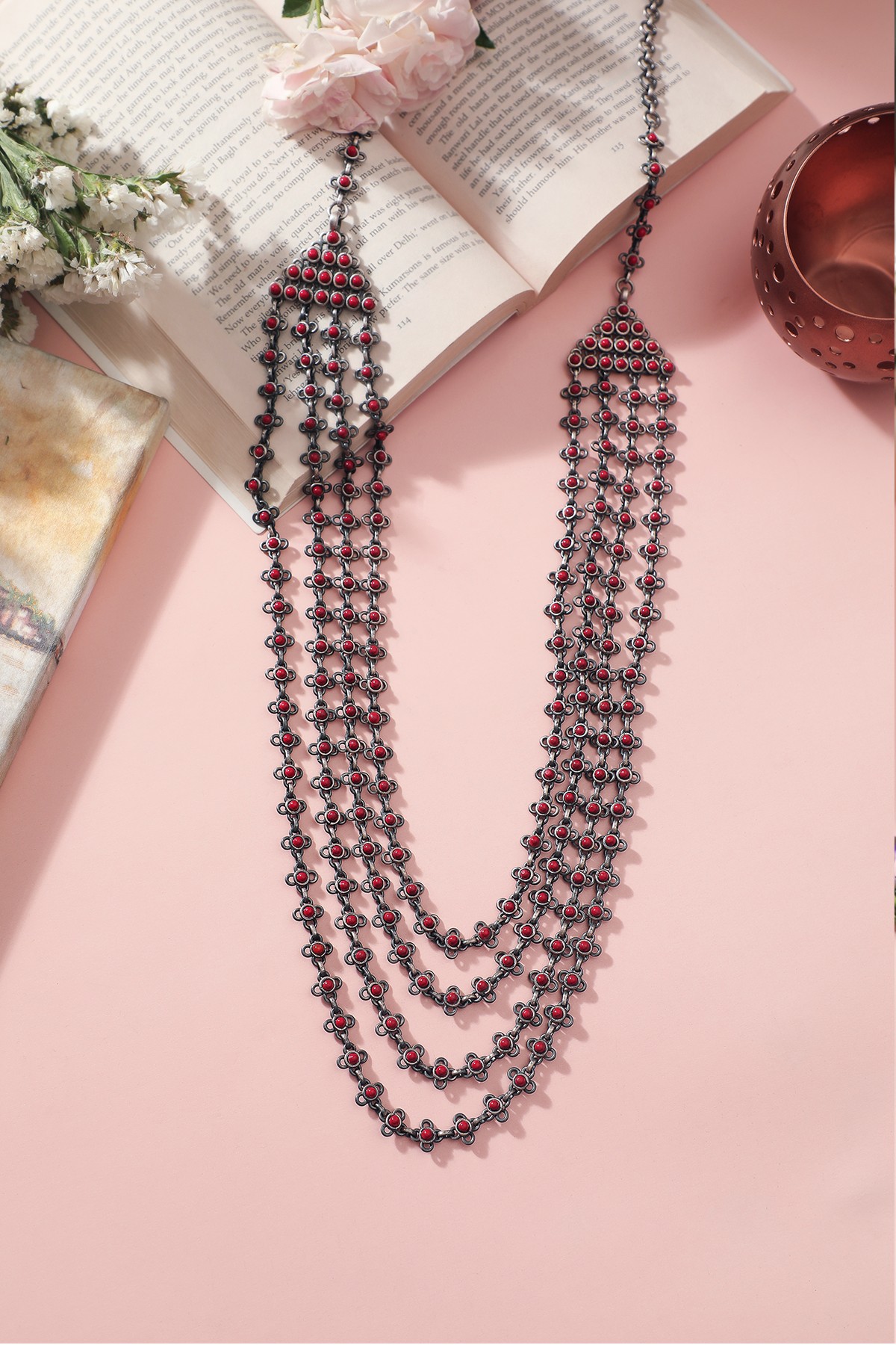 layered coral necklace